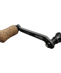 Premium Single Rocker Fishing Reel Handle With Rubber Cork Knob Carbon Fiber Core 70Mm screw in arm length and black round grip.