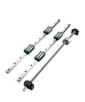 2 Pack Linear Guide Rails 600 2000mm Heavy Duty Kit With 4 Sliding Blocks RM1605 Ball Screws And BF12 BK12 Nuts For DIY Router Tables And CNC Projects, HGR20 rails with blocks