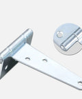 4 Inch T Shaped Hinge Set For Wooden Boxes And Cabinets Industrial Style Beefy Heavy Duty Loose-Leaf Hinges shown in close-up view