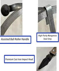 Heavy Duty Sewer Drain Snake And Pro Grade Rodding Kit features assisted ball roller handle, manganese steel strip, and cast iron impact head.