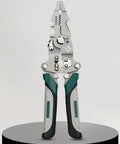 5 In 1 Foldable Wire Stripper Tool And Electrician Pliers for stripping, cutting, crimping wires, gray and green handle