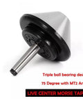 Bull Nose Lathe Live Center 120mm 75 Degree MT2 Compatible Alloy Steel Tailstock Center with Triple Ball Bearing Design