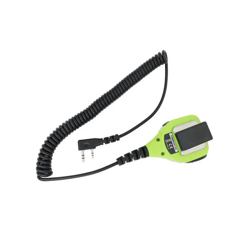 Light green 2 Pin K Plug Handheld Speaker Microphone for UV Series Two Way Radios with coiled cord and black clip