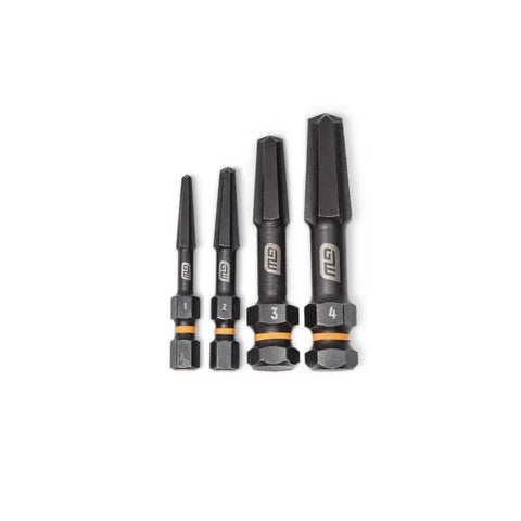 4 Piece Bolt Biter Screw Extraction Set Chrome Finish Large High Strength Steel For Up To 50 Times Longer Life Bi Directional Design