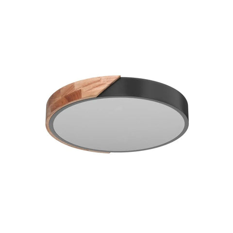 Dimmable 19 Inch Round LED Ceiling Light With Remote Sleek Modern Minimalist Black Flush Mount Crafted From Wood Metal And Acrylic