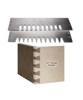 Heavy Duty Aluminum Through Dovetail Template Kit For Real Woodworkers With 3/8 Straight And 14 Degree Router Bits, showcasing dovetail templates and joint.