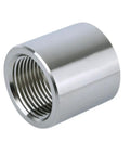 Heavy Duty 304 Stainless Steel Pipe Coupling 1.25 Inch F NPT To F NPT Threaded Connector, showcasing threaded interior for secure connection.
