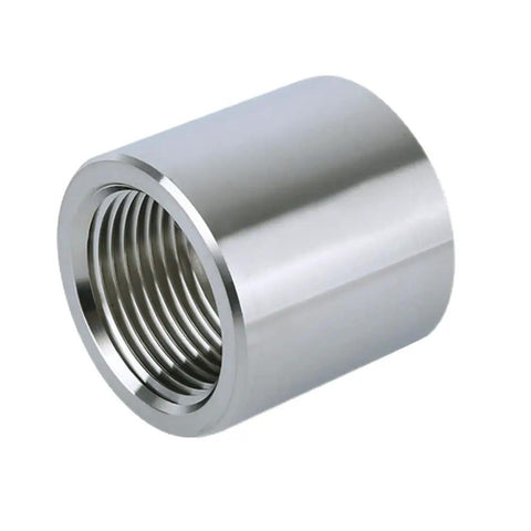 Heavy Duty 304 Stainless Steel Pipe Coupling 1.25 Inch F NPT To F NPT Threaded Connector, showcasing threaded interior for secure connection.