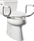 3 Inch Raised Toilet Seat With Grippy Handles For Easy Sitting And Standing, Heavy Duty Construction With Secure Hinges And Clean Shield Guard