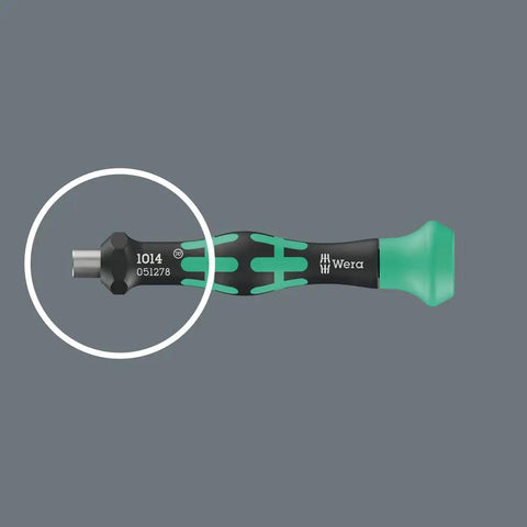 Micro Bitholding Screwdriver With 4 mm External Hex Drive, Ergonomic Multi Component Handle With Anti Roll Cap, side view
