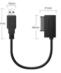 USB 3.0 To Slimline 13 Pin SATA Cable Adapter For Laptop CD DVD ROM External Drive No Power Required Plug And Play Boot From External Drive No Driver Needed On XP Windows 7 And Mac OS X, black cable