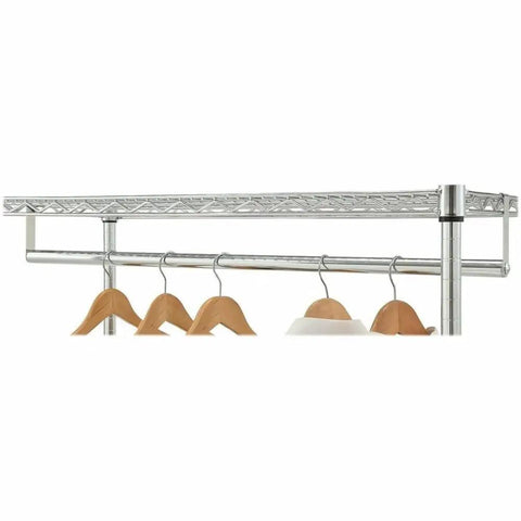 Heavy Duty Chrome Wire Shelving Garment Hanger Bar Hella Secure Mount Fits 48 Inch Wide Racks For Smooth Clothes Organization And Ultimate Office Setup Solutions
