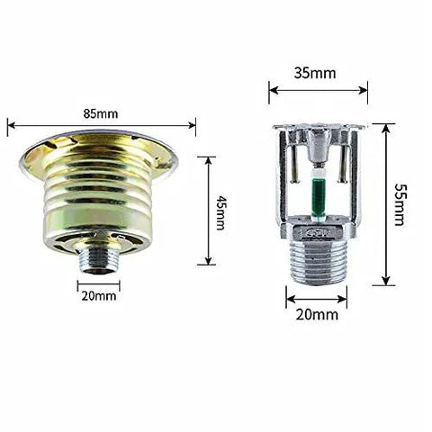 Top Shelf Fast Response Concealed Pendent Fire Sprinkler Head 93 Degree Down Spray DN15 Male Connection detailed dimensions and specifications.