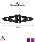 Heavy Duty 8 Inch Strap Hinges Decorative And Traditional Style For Wood Gates Sheds And Barn Doors Zinc Plated Black Finish Includes 5/16 Inch By 2 Inch Lag Screws Powder Coated Removable Pin And Tight Hinge Tolerance To Prevent Sagging