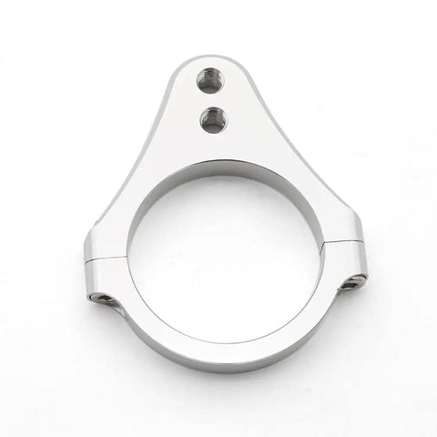 56mm Diameter Aluminum Fork Clamp Mount Bracket For Steering Damper On Motorcycle And Bicycle Universal Fit CNC Aluminum Construction Easy Install Foot Fixer Durable Silver Finish