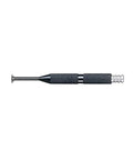 Side view of Noga RC1000 mini reversible deburring tool holder, black knurled metal body