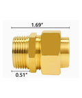 Side view of 2 Pack 3/4 Inch Brass Pipe Fittings Hex Nipple NPT Male Thread Adapter For Water Gas Oil And Air Tools, dimensions included.