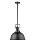 Duncan Pendant Light In Matte Black With Matte Black Shade Industrial Modern Ceiling Fixture Open Bottom Shade For Kitchen Island Dining Room Foyer Sleek Modern Vibe Versatile Suspension Lighting For Any Space