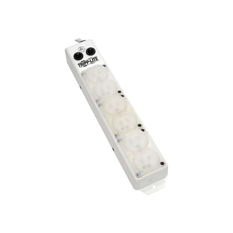 Medical Grade Power Strip Go-To For Patient Care Vicinity With 6 hospital-grade outlets, white, angled view