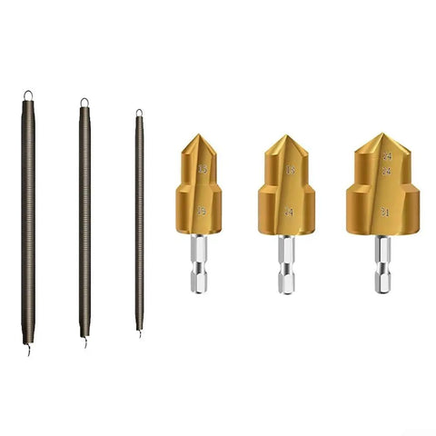 Dude, this awesome PVC Pipe Bender Spring Set And PPR Thread Repair Drill Bit Kit includes three bending springs and step drill bits.