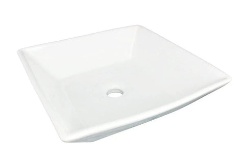 Castle 16.5 Inch Square White Vitreous China Vessel Sink For Countertop With Overflow, ASME Grade A Durable Craft