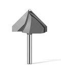 Solid 6mm And 1/4 Inch Shank V-Cutter Router Bit For Wood Trimming Wall Flanging With Razor Sharp Edges To Crush Hard Work In Your Shop, angled view.