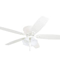 Glen Alden 52 Inch Classic Flush Mount Indoor LED Ceiling Fan with Light and Pull Chain displayed in a clean white finish