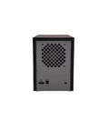 Back view of Rock Solid USB C External Storage 4 Bay SATA HDD SSD Enclosure showing fan and USB ports.