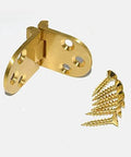 Gold folding table hinge with screws for installation on sewing and craft tables