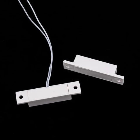 MC-32 NC Surface Mount Magnetic Reed Switch For Home Security Windows And Doors, Wired Contact Sensor Alarm In White Finish, 6 Sets