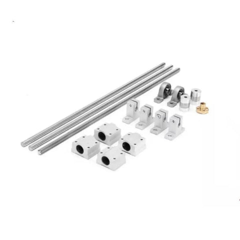 T8 Trapezoidal Lead Screw Kit With Linear Guide Shaft Support Set Featuring Stable Transmission Low Noise And Smooth Operation In Complete Integrated Assembly For Precision Projects, metal rods and bearing blocks