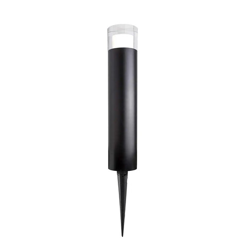 Outdoor Bollard Lighting Kit With 4 Black Aluminum Bollards, Clear Acrylic Shade, 14 Inch Height, 3 Inch Diameter, LED Bulbs Included
