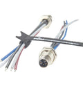 M12 L Code 5 Pin Panel Mount Receptacle Cable IP67 Waterproof Front Flush Mount Rugged Power Connector With Preassembled Wires