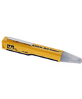 Top Shelf Non Contact Voltage Tester Picks Up 40 To 600 Vac Hella Precise Line Finder with yellow casing and clip.
