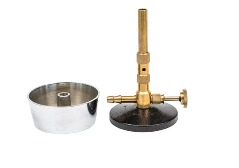 Natural Gas Only 5U Bunsen Burner With Wax Recycle Cup For Dental Labs, Jewelry Making, And Arts And Crafts, Built For Pros And DIYers, Adjustable Flame, Solid Brass Burner On A Sturdy Black Base, 4.5 Inch Tall.