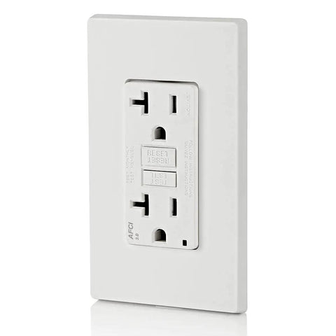 20 Amp AFCI Outlet With Self Test, Tamper Resistant Receptacle And LED Indicator Light, Arc Fault Fire Protection, Easy Install