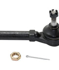 Front Driver And Passenger Side Outer Tie Rod Ends Compatible With Chrysler Dodge Ram Jeep Steering Suspension Heavy Duty Adjustable Replacement Kit, close-up view of tie rod end with hardware.