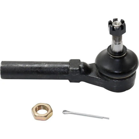Front Driver And Passenger Side Outer Tie Rod Ends Compatible With Chrysler Dodge Ram Jeep Steering Suspension Heavy Duty Adjustable Replacement Kit, close-up view of tie rod end with hardware.