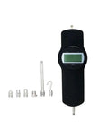 Economy Digital Force Gauge Dynamometer Push And Pull Tester With 100N Capacity, Handy Handheld Or Bench Mount, Large Flip Display, High Accuracy Readout, Easy Setup, Ideal For Compression And Tension Testing; black handheld force gauge with attachments