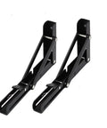 Built Tough Heavy Duty L Shaped Stainless Steel Shelf Brackets Pair Wall Mount Corner Supports, black folding design.