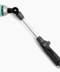 All In One Garden Hose Wand With 180 Degree Swivel Head And 10 Adjustable Spray Patterns, black handle and silver shaft