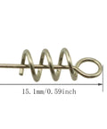 Spring Lock Crank Hook Pins For Soft Baits, 304 Stainless Steel Centering Twist Locks, 15.1mm size with measurement shown