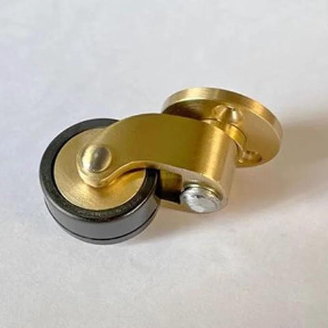 Set Of Four 25 Mm Solid Brass Casters With 1 Inch Rubber Wheels, 360 Degree Swivel, Round Cup Style, Load Capacity 150 Kg, Includes 12 Screws