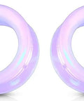 Lavender Opalite Hollow Glass Ear Plugs Gauges 10mm To 00 Gauge Hollow Tunnel Ear Stretchin Saddle Style Premium Body Jewelry