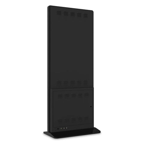 Back view of 55 Inch 4K Ultra Hd Free Standing Digital Signage Kiosk featuring crisp IPS panel and connectivity ports.