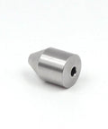 Cutting head insert side view, silver metal, 1/4 inch bore for water jet machines