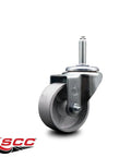 Smooth Operator Heavy Duty Semi Steel Cast Iron Swivel Caster With 3 Inch Silver Wheel And Three Quarter Threaded Stem 300 Lb Capacity close-up view