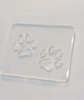 Badass Double Paw Print Router Template For Heavy Duty Woodworking Resin Inlay Cavities Clear Quarter Inch Acrylic Stencil Tracing Guide on white background.