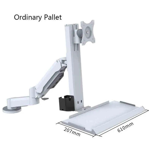 Upgrade Your Workspace Vibes With This Sleek Adjustable Monitor Stand Featuring Rock Solid Air Pressure Lift Free Height Adjustment Full Tilt And Swivel Heavy Duty Support Plus A Nifty Twirling Tray For Your Gear, showing adjustable monitor arm.