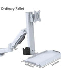 Rock Solid Air Pressure Dual Arm Desk Monitor Stand With Easy Spin Rotation, showing adjustable monitor mount and base dimensions.